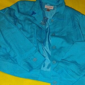 Blue Jean Jacket with Collared Neckline and Casual Fit